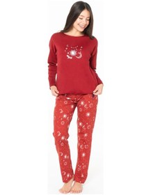 Resim U.S. Polo Assn. U.s Polo Assn. 20155 Kadın Uzun Kollu Bisiklet Yaka Pijama Takımı-bordo Bordo 