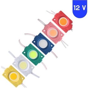 Resim 12 Volt 2.4 Watt Kare Sarı - Amber Cob Led Modül Ip65 10 Adet Modül 