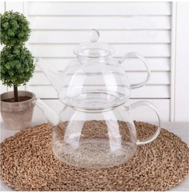 Resim Qerhome Ateşe Dayanıklı Borasilikat Cam Çaydanlık Düz Model Şeffaf 