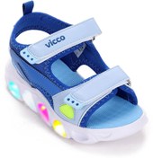 Resim Vicco Orjinal Yazlık Erkek Çocuk Işıklı Bantlı Yumuşak Taban Sandalet Boy Child Sandals 