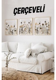 Resim Ahşap Çerçeveli Mdf Kare Tablo Seti Salon Ve Oturma Odası Için Kr4032 42 X 42 