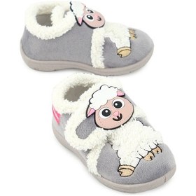 Resim Gezer Kız Çocuk Bebe Cırtlı Ayarlanabilir Günlük Okul Kreş Panduf Ayakkabı Gri 