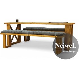 Resim Neiwel Vean Doğal Ahşap Banklı Toplantı Masasıı x 80 x 140 Açık Ceviz 
