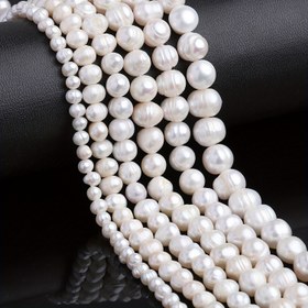Resim Doğal Taze Su İnci Boncukları - Düzensiz Şekil Delikli Boncuklar Takı Yapımı DIY Mücevherler Kolyeler Bileklikler, 15"inç 4/6/8/9/10mm 
