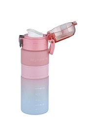 Resim Vagonlife 600ml Çift Renk Kaydırmaz Silikon Gövde Motivasyon Su Matarası Pembe 