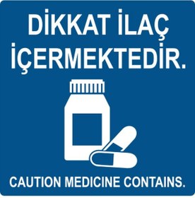 Resim Dikkat Ilaç Içermektedir Etiketi 100X100 MM 500'lü Sarım 1 Rulo 