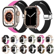 Resim iOS Uyumlu Watch Se İçin 40mm Manyetik Katlanır Deri Silikon Saat Bandı 