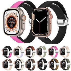 Resim iOS Uyumlu Watch Se İçin 40mm Manyetik Katlanır Deri Silikon Saat Bandı 