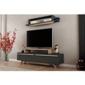 Resim Derya Dekor Harmony Üst Raflı Tv Ünitesi Antrasit-Çırağan 
