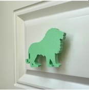 Resim Pomerol Yeşil Aslan Dolap Kulpu - Çocuk Odası, Mutfak Ve Banyo İçin Modern, Eğlenceli Ve Dayanıklı Kulp 
