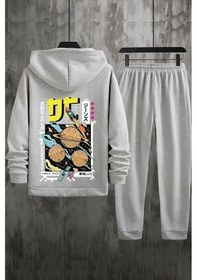 Resim Uyguntarz Unisex Tokoyaki Baskılı Eşofman Takımı Gri 