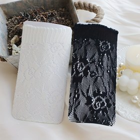 Resim 2 Çift Çiçek Desenli Dantel Diz Çorabı, JK Tarzı Stay Up File Diz Üstü Çorap, Kadın Çorapları ve Çorapları 