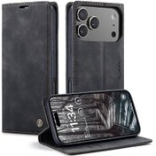 Resim İphone Uyumlu 17 Pro İçin Vintage Pu Deri Cüzdan Magnetik Kapama Şok Geçirmez Kapak Kitap Kılıf Kart Yuvası Destek Standı 