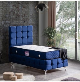 Resim Setaymobilya Baza, Duke Lux Lacivert Tek Kişilik Baza+Başlık + Ortopedik Yatak 