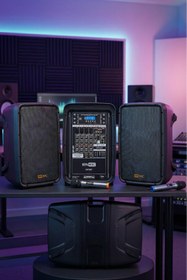 Resim Hepa-Merz Potent Kompakt Portatif Ses Sistemi Mixer Çift Hoparlör ve Çift Mikrofon 1000W 
