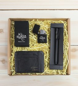 Resim Bk Gift Kişiye Özel İsimli Baba Temalı Siyah Metal Kalem&çakmak&sigara Kutusu&kartlık-cüzdan Hediye Seti, Sevgiliye Hediye-7, Babaya Hediye, Babalar G 