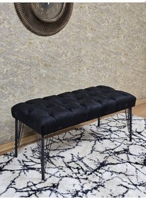 Resim Zafir Siyah Boyalı Tel Ayaklı 90 Cm Puf Bench - Puf - Bench - Kasalı Oturak - Oturak - Yatak Ucu Puf Siyah 