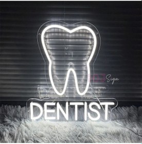 Resim Neon Tabela Dentist Yazılı Diş Neon Led Işıklı Tablo 50 X 60 Cm Renkli 