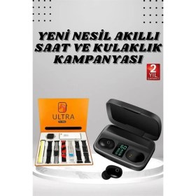 Resim İsmiyle Al Mey Ithalat® Yeni Nesil Akıllı Saat ve Bluetooth Kulaklık Kampanyası Dokunmatik Kare 7 Kordonl 