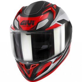 Resim GIVI 50.8 BRAVE MAT SİYAH-TITANIUM-KIRMIZI KASK 