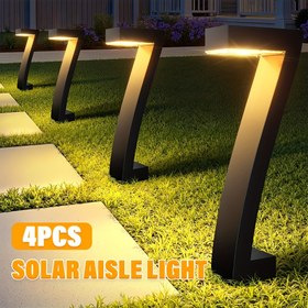 Resim 4 Adet Güneş Enerjili Dış Mekan Aydınlatma, Yükseltilmiş Parlak LED Bahçe Işıkları, IP65 Su Geçirmez Patio, Yol ve Peyzaj Dekorasyonu için Solar Işıklar 