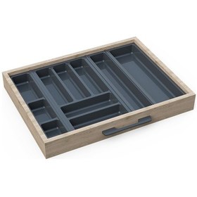 Resim Mutfak Çekmece Içi Düzenleyici, Kaşıklık 64cm X 48cm Yanlar Ve Boydan 4cm Kesilebilir, Antrasit Antrasit 