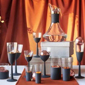 Resim Decorium Vision Black 24 Ayar Altın Yaldızlı 340 ml 6 Parça Cam Kırmızı Şarap Kadehi 9-01020015 