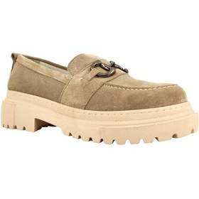 Resim Hobby Ayakkabı Hobby 26114s Hakiki Süet Deri Kadın Loafer Ayakkabı Bej 