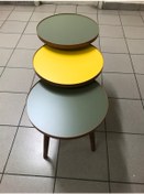 Resim 3.lü Zigon Sehpa SARI-YEŞİL 18mm 1.sınıf Mdf Lam Tabla 