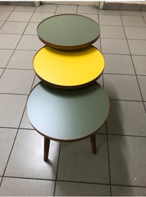 Resim 3.lü Zigon Sehpa SARI-YEŞİL 18mm 1.sınıf Mdf Lam Tabla 