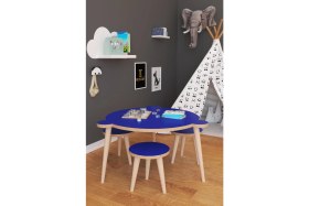 Resim Remaks Yuvarlak Yaz Sil Yüzey Çocuk Masa Sandalye Takımı 1 Aktivite Oyun Masası 2 Sandalye - Mavi 
