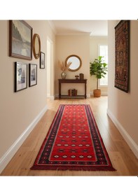 Resim Etnik Motifli Otantik Dekoratif Kilim Desenli Halı 80cmx300cm M1 Kırmızı 