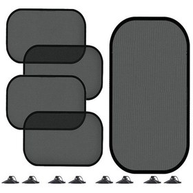 Resim Gözeneksiz Vantuz Araba Mesh Güneşlik Siyah Arka Blok, Siyah Yan Blok X 4 