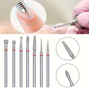 Resim 7 Parça Tungsten Çelik Tırnak Matkap Uçları Seti, Döner Elektrikli Freze Kesiciler, Manikür Taşlama Başlığı ve Tırnak Eti Frezesi, Profesyonel Manikür için Güvenli Tırnak Aleti Aksesuarları, Tırnak Teknisyeni Malzemeleri, Matkap Ucu, Tırnak Aksesuarları Araçları 