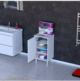 Resim Modilayn Söke Küçük Alanlar İçin Mükemmel 50 X 75 X 32,5 Cm Lik 1 Kapaklı 4 Göz Raflı, Dar Banyolarda Bile Size Ekstra Depolama Alanı Sağlar. Beyaz 