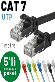 Resim IRENIS 5 Adet 1 Metre Cat7 Kablo Ethernet Network Internet Lan Kablosu, Siyah 