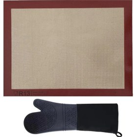 Resim Kitchen Design Lab Yanmaz Yapışmaz, Yıkanabilir, Pişirme Matı ve Gri Silikon Yanmaz Mutfak Fırın Eldiveni 