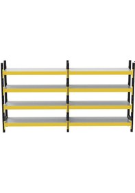 Resim 4 Katlı Duble Midi Rack - Ekonomik Depo,arşiv, Kiler Rafı Siyah-turuncu-35x150 Cm-100 Cm Çok Renkli 