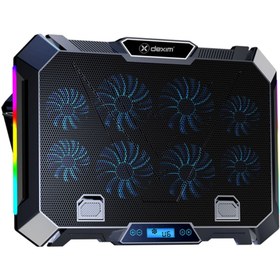 Resim Dexim K28 Premium 8 Fanlı RGB Yükseklik Ayarlı Stand 17" Gaming Notebook Soğutucu Telefon Tutuculu 