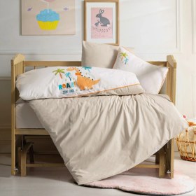 Resim Cottonbox Punch Nakışlı Bebek Bevresim Takımı Kıddo Krem 