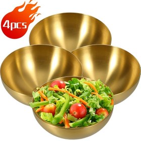 Resim 4 Adet Paslanmaz Çelik Salata Kasesi Metal Atıştırmalık Kasesi Soya Sosu Kasesi Yalıtımlı Çorba Kasesi Metal Salata Kasesi Metal Karıştırma Kasesi Paslanmaz Çelik Ev Gıda Kasesi 
