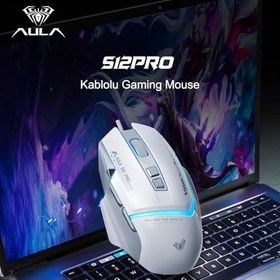 Resim Aula S12 Pro 12800 Dpı 8 Tuşlu Makrolu Kablolu Optik Gaming Oyuncu Mouse Beyaz 
