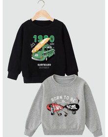 Resim Panios Kids 2'li 1980-awesome Baskılı Erkek Çocuk Gri-siyah Sweatshirt Gri - Siyah4 