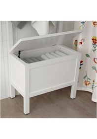 Resim Hemnes Havluluk Ve Bank, Beyaz Renk Meridyendukkan 64x37x173 Cm Düzenleyici Mobilya 