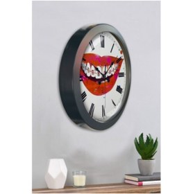 Resim Bahat Salon Ofis Duvar Saati Gri Metal Çerçeve 36 Cm 
