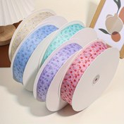 Resim 5 yard şeffaf çiçek desenli ve taş süslemeli şifon kurdele, hediye paketleme, pasta süsleme, buket yapımı, düğün el işleri ve DIY projeleri için zarif saten kurdele 
