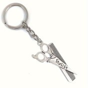 Resim 1 adet ZHAOTANGHESilveryy Retro Silveryy Saç Kesme Makası Tasarımı Anahtarlık - Punk Çinko Alaşımlı Berber Dükkanı Kolye, Çanta, Cüzdan, Araba Asılı ve Fermuar Süslemesi için Mükemmel, Cüzdan Aksesuarları, Tatil Süslemeleri Hediyesi 