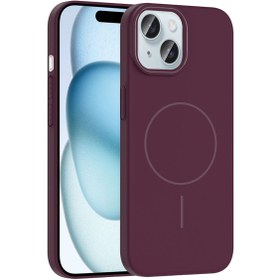 Resim Mobilzone iPhone 15 Kılıf Magsafe Şarj Özellikli Zore Ruby Silikon Kapak - Mürdüm 