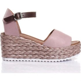 Resim Bueno Shoes Kemerli Deri Kadın Dolgu Topuk Sandalet 9N3601 
