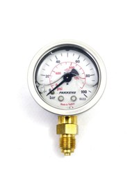 Resim Pakkens 0-100 Bar 63 mm Alttan Bağlantılı Gliserinli Manometre G 1/4 inç 